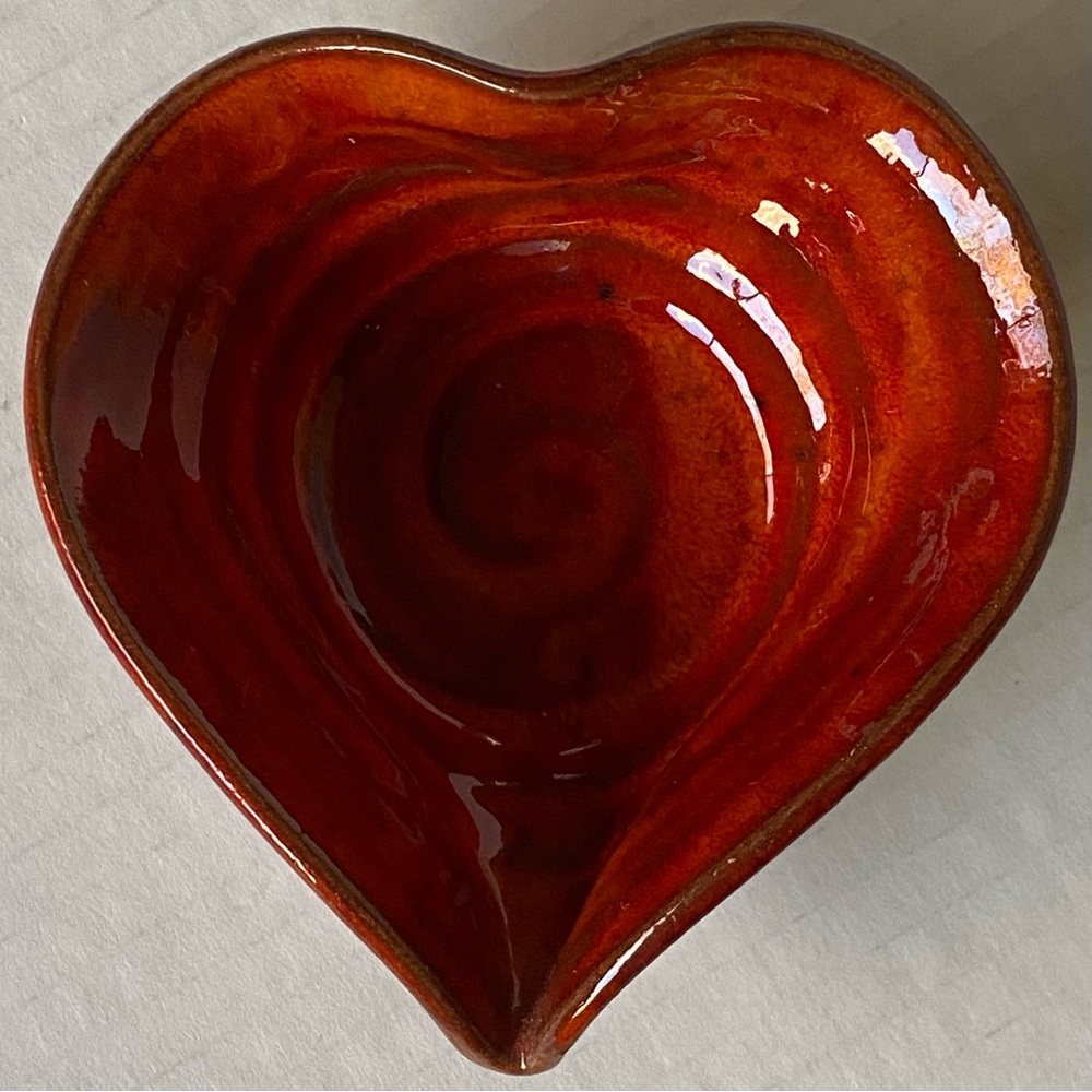 Handcrafted Red Heart Ceramic Bowl -